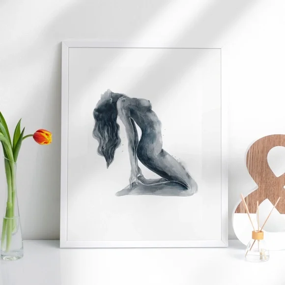 Watercolor Abstract Nude Woman Portrait Print Poster Unframed - Picture 7 of 9